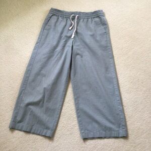 Linen/cotton cropped wide-leg pants